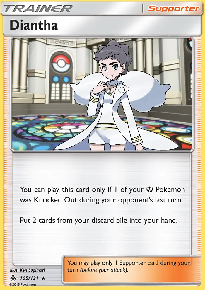 Diantha Rare Pokemon card #105 from Forbidden Light
