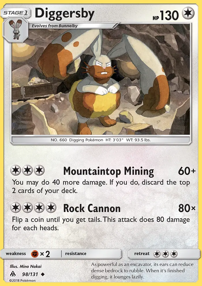 Diggersby Uncommon Pokemon card #98 from Forbidden Light
