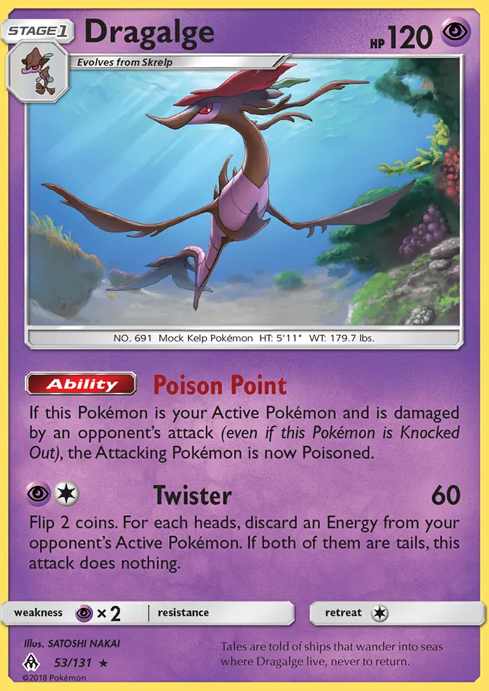 Dragalge Rare Pokemon card #53 from Forbidden Light