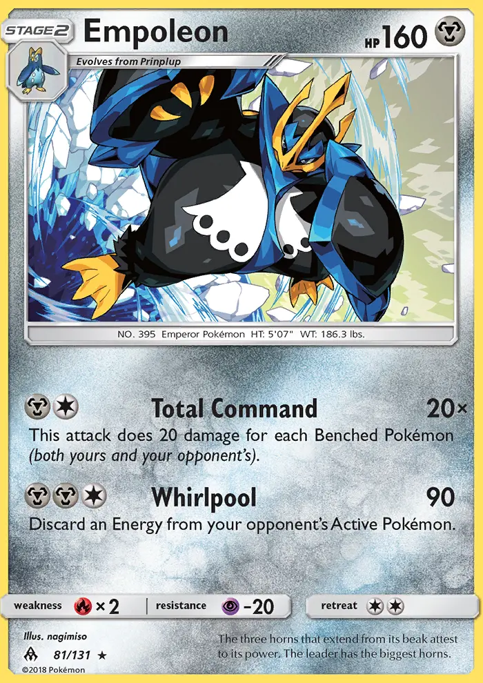 Empoleon Rare Pokemon card #81 from Forbidden Light