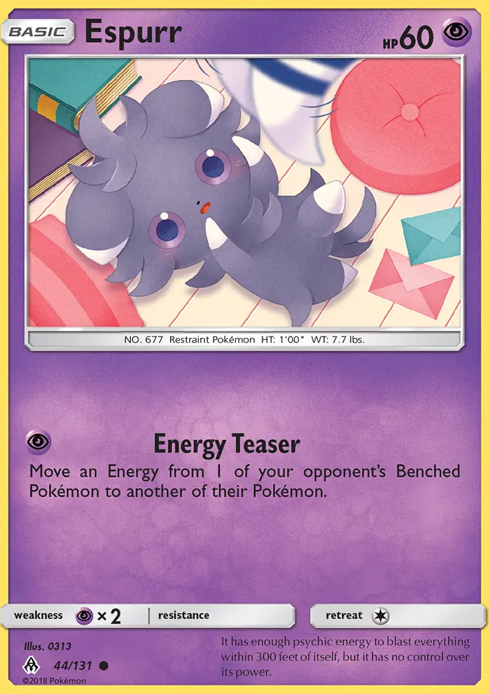 Espurr Common Pokemon card #44 from Forbidden Light