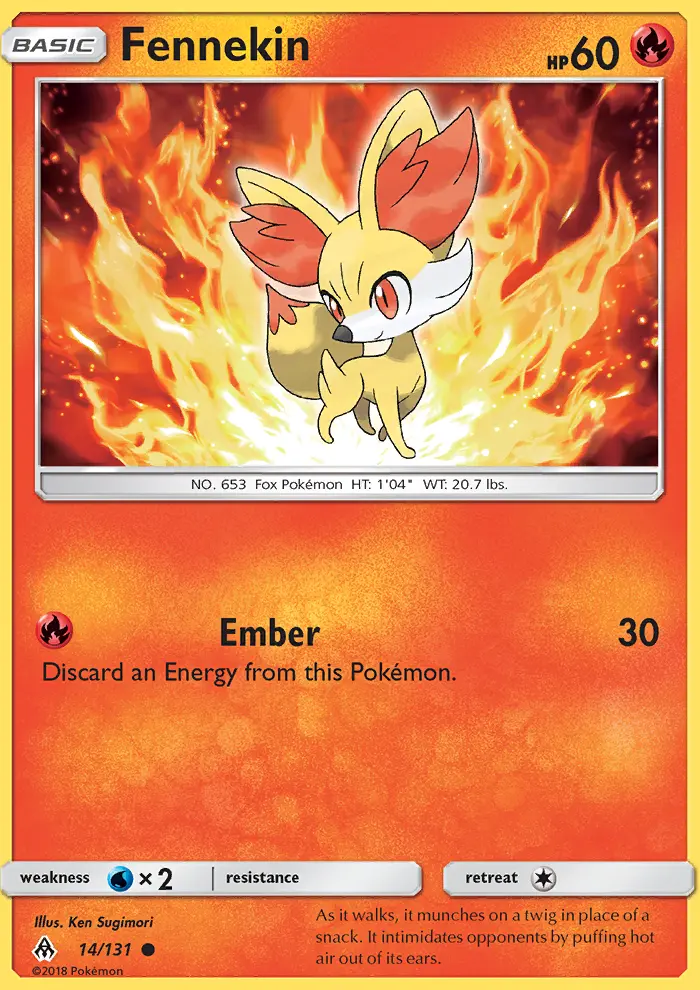 Fennekin Common Pokemon card #14 from Forbidden Light