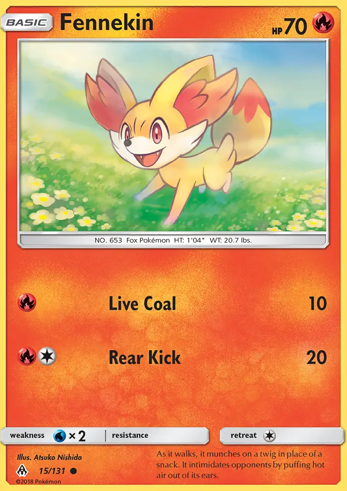 Fennekin Common Pokemon card #15 from Forbidden Light