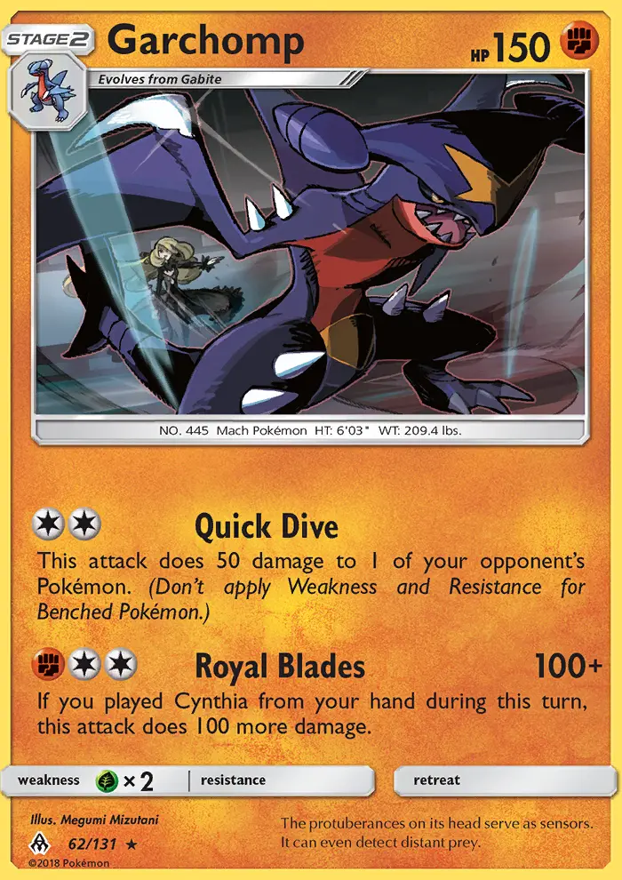Garchomp Rare Pokemon card #62 from Forbidden Light
