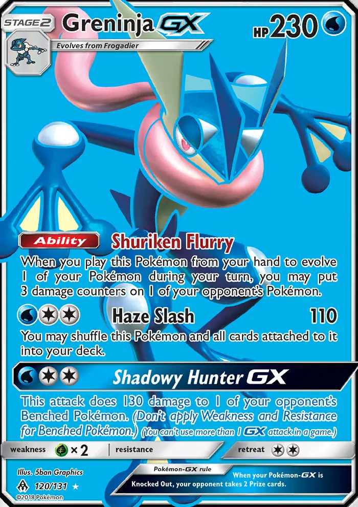 Greninja GX Ultra Rare Pokemon card #120 from Forbidden Light