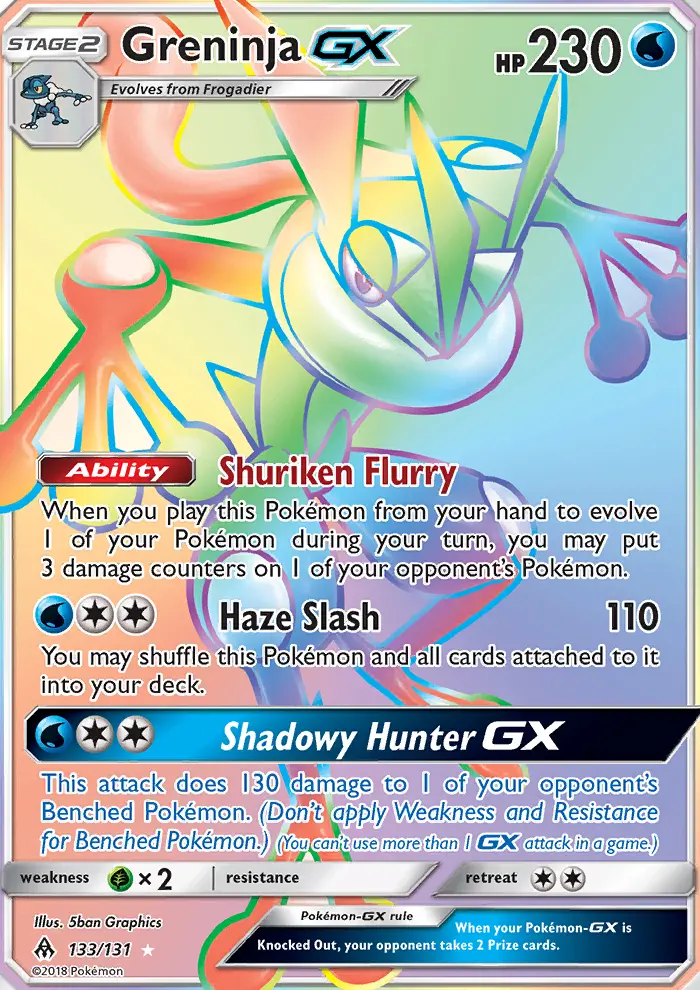 Greninja GX Secret Rare Pokemon card #133 from Forbidden Light