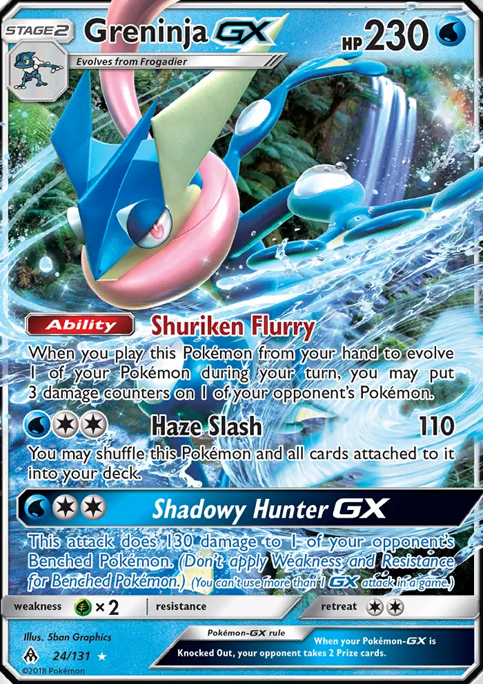 Greninja GX Ultra Rare Pokemon card #24 from Forbidden Light