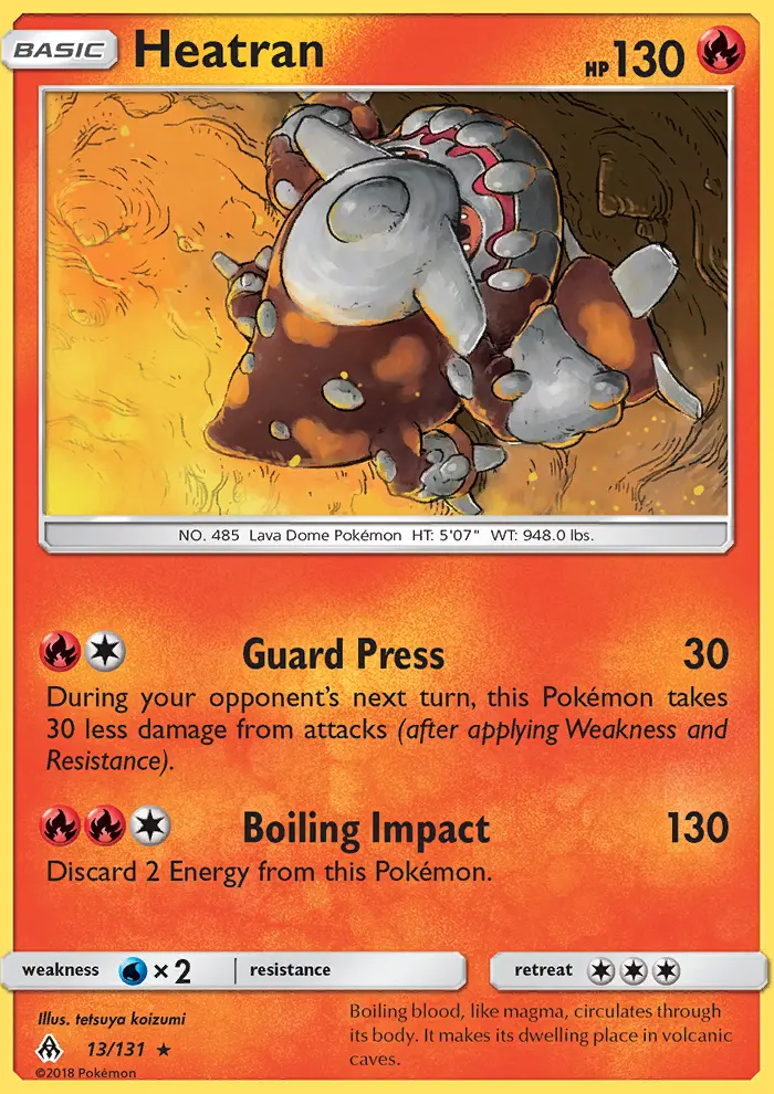 Heatran Rare Pokemon card #13 from Forbidden Light