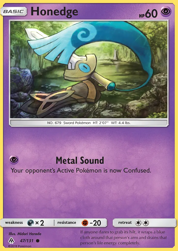 Honedge Common Pokemon card #47 from Forbidden Light