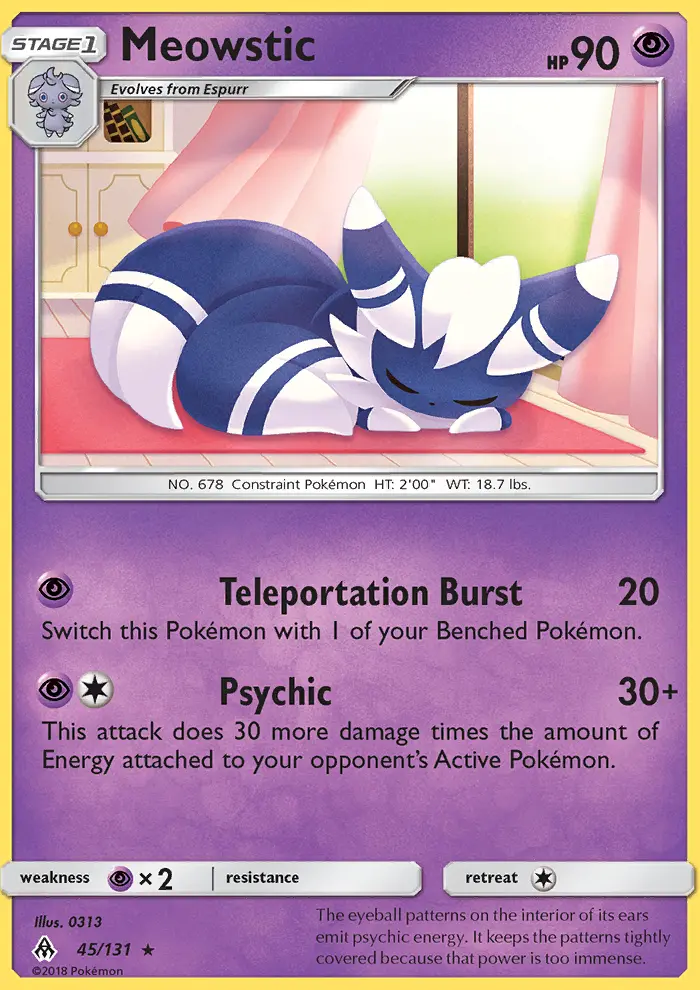 Meowstic Rare Pokemon card #45 from Forbidden Light