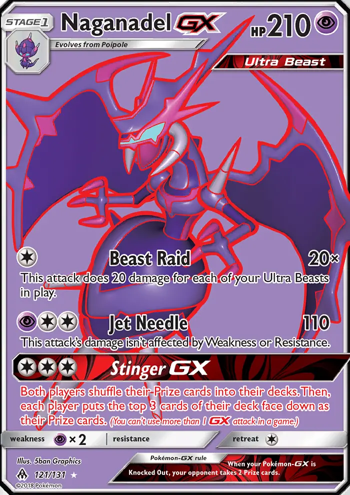 Naganadel GX Ultra Rare Pokemon card #121 from Forbidden Light