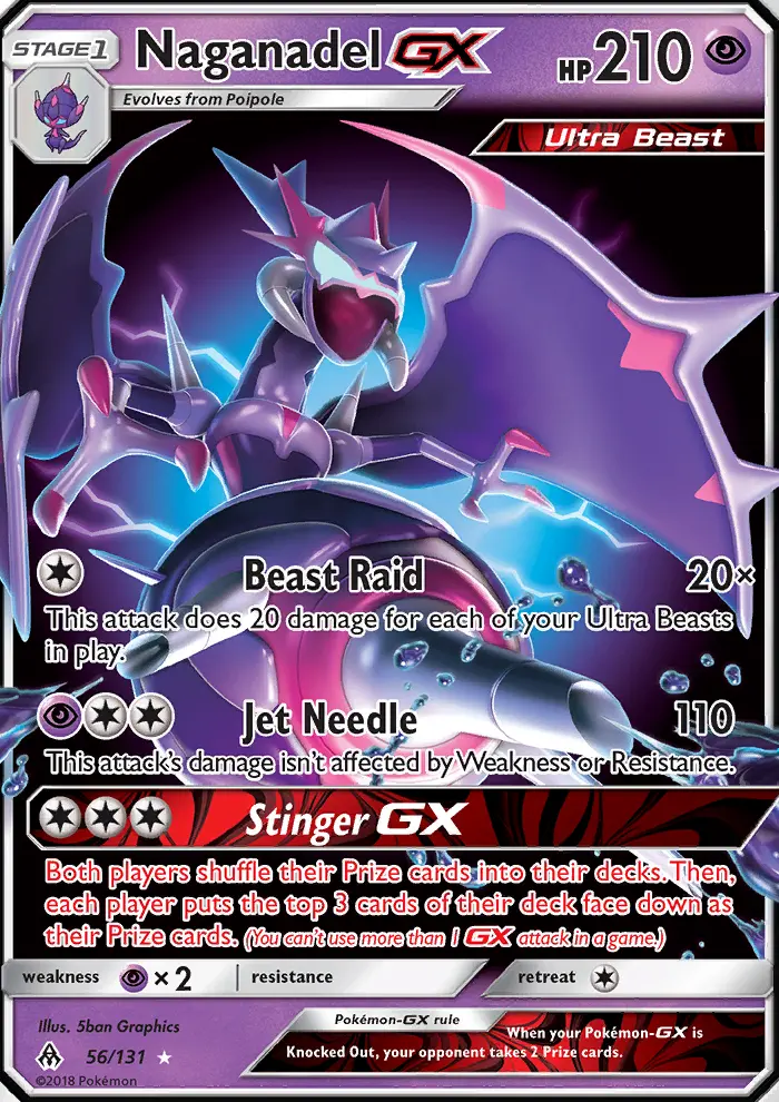 Naganadel GX Ultra Rare Pokemon card #56 from Forbidden Light