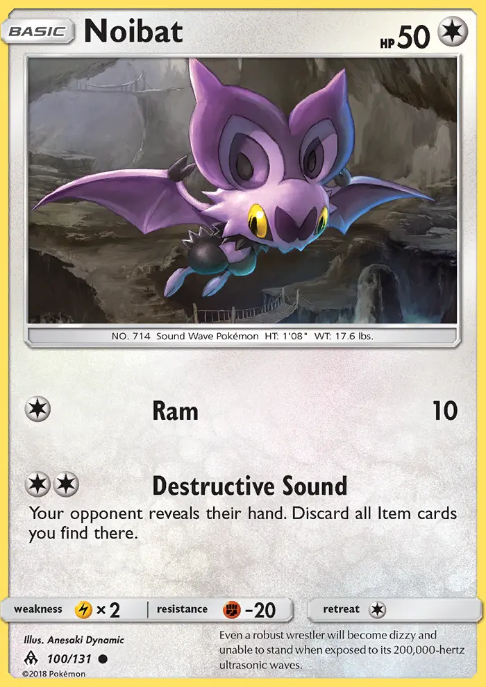 Noibat Common Pokemon card #100 from Forbidden Light