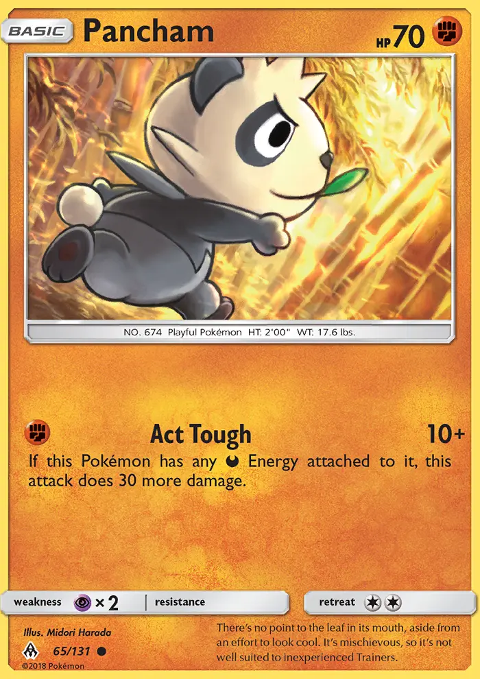 Pancham Common Pokemon card #65 from Forbidden Light