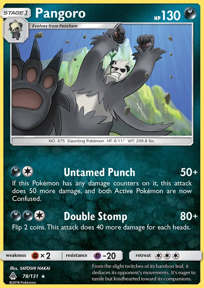 Pangoro Rare Pokemon card #78 from Forbidden Light
