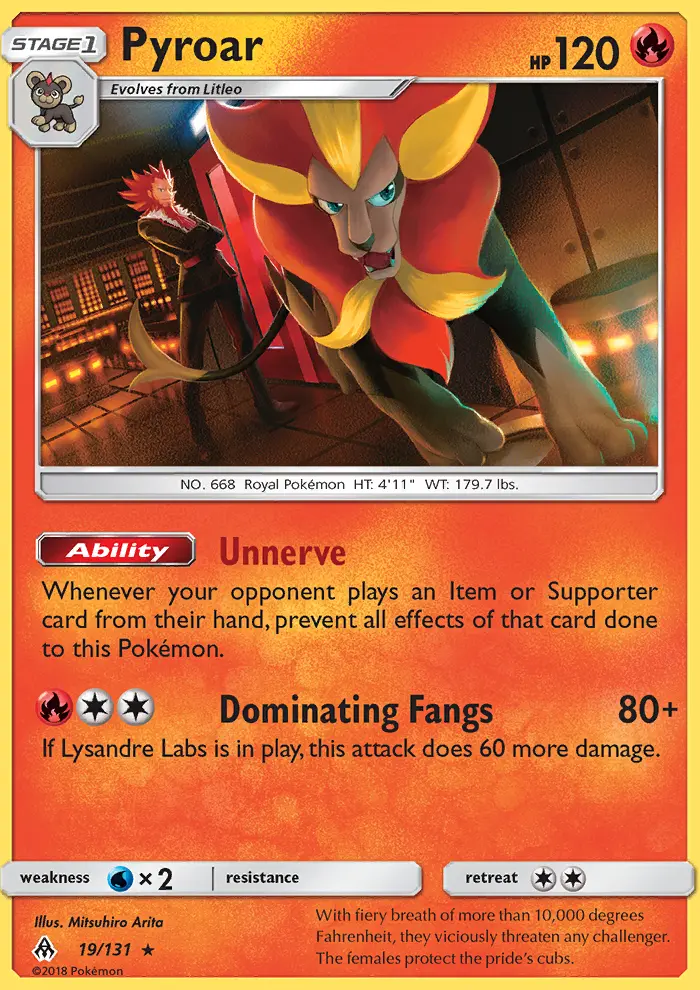 Pyroar Rare Pokemon card #19 from Forbidden Light
