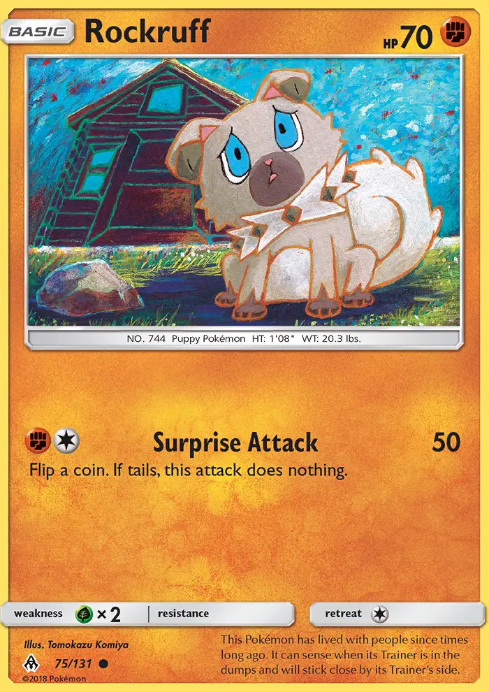 Rockruff Common Pokemon card #75 from Forbidden Light