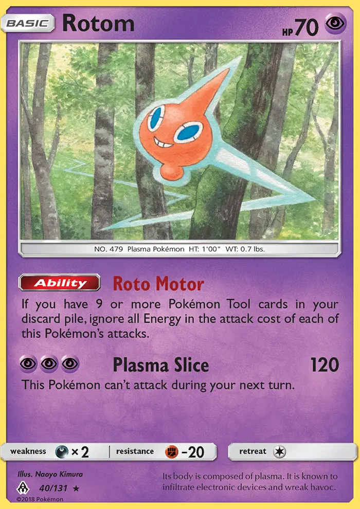Rotom Rare Pokemon card #40 from Forbidden Light