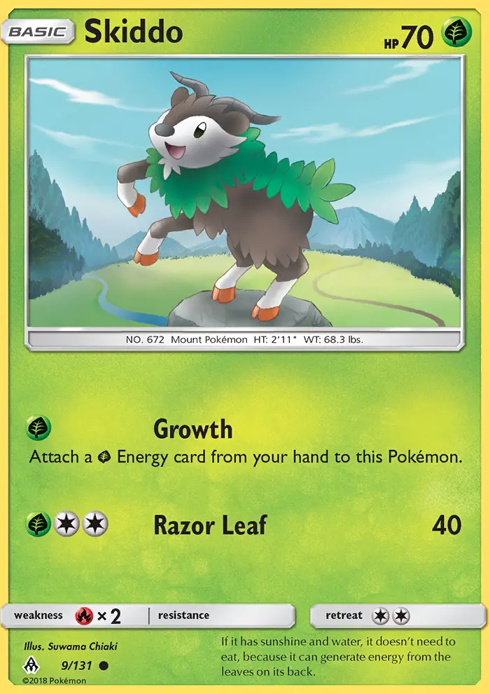 Skiddo Common Pokemon card #9 from Forbidden Light