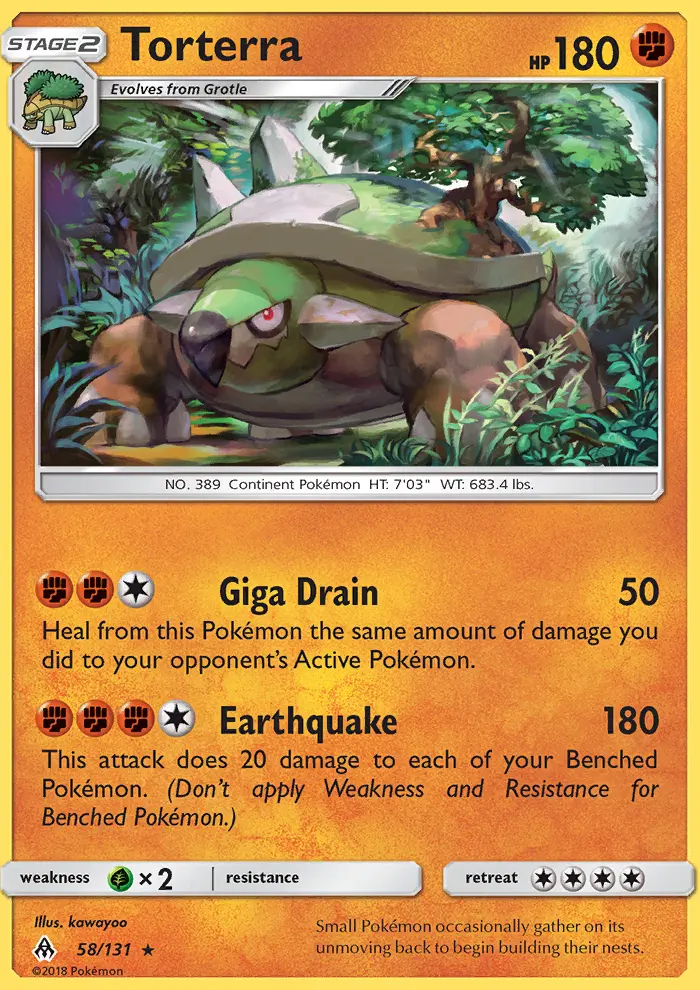 Torterra Rare Pokemon card #58 from Forbidden Light