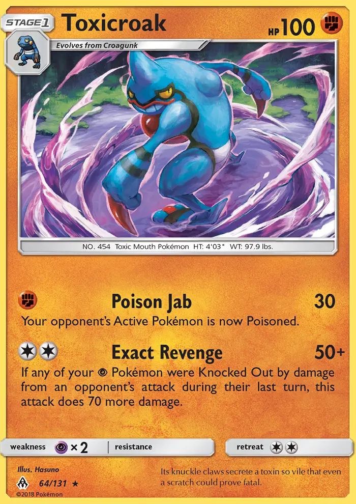 Toxicroak Rare Pokemon card #64 from Forbidden Light