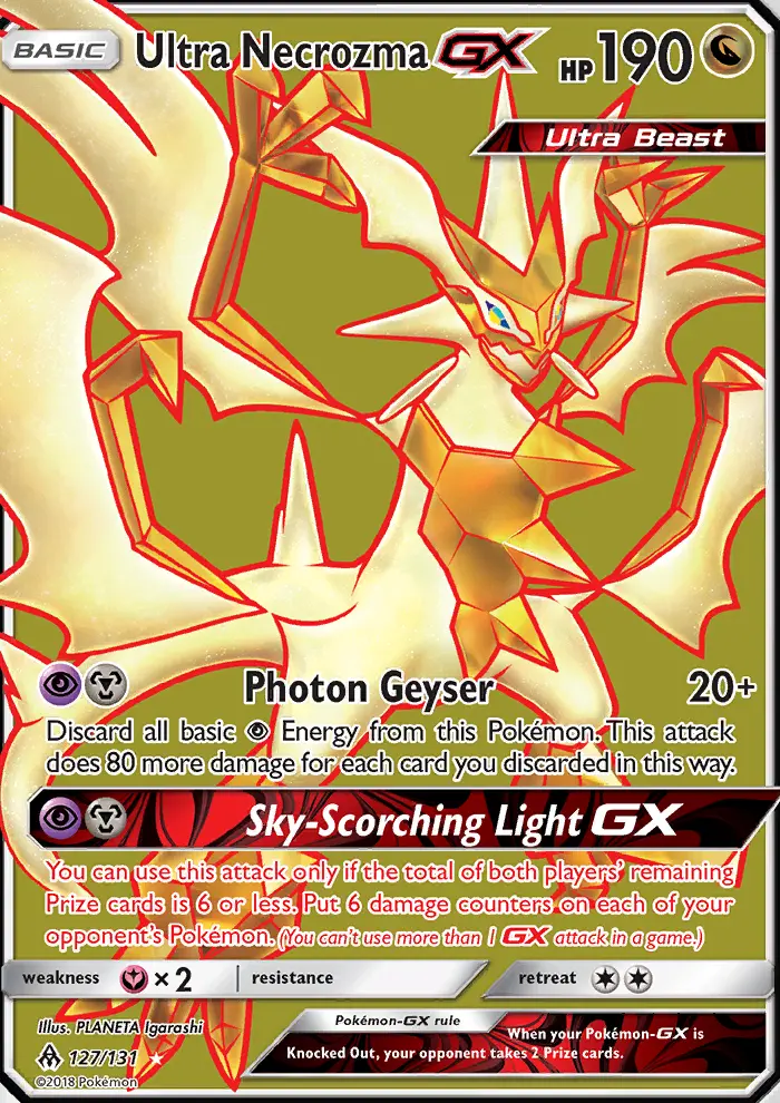Ultra Necrozma GX Ultra Rare Pokemon card #127 from Forbidden Light