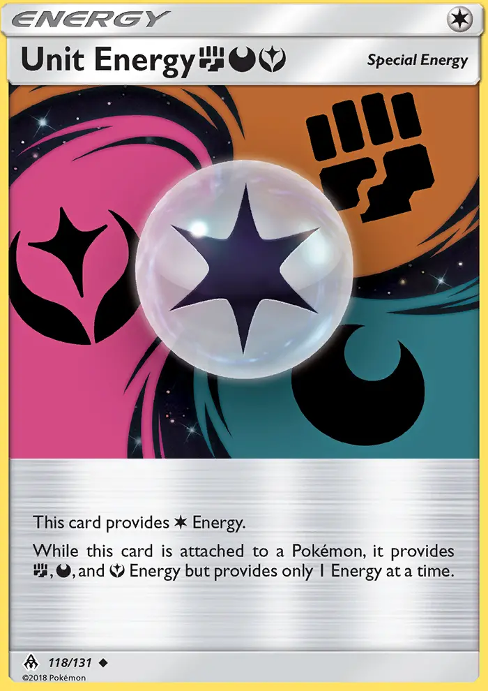 Unit Energy FightingDarknessFairy Uncommon Pokemon card #118 from Forbidden Light