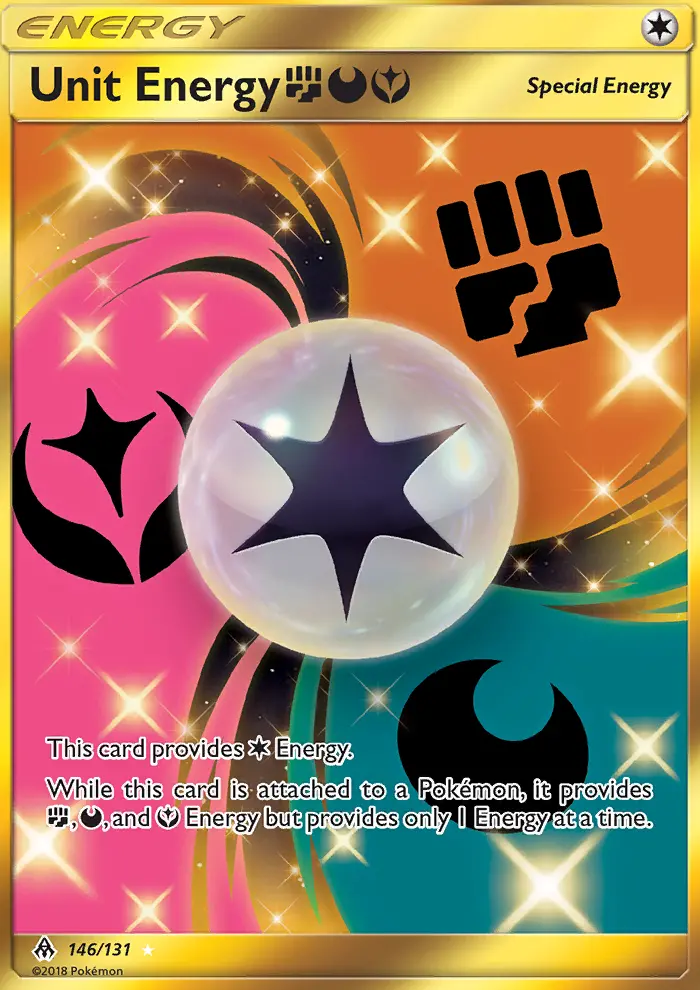 Unit Energy FightingDarknessFairy Secret Rare Pokemon card #146 from Forbidden Light