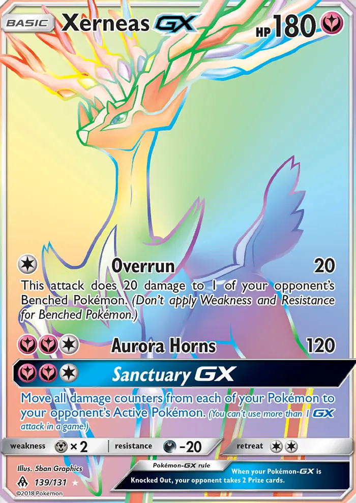 Xerneas GX Secret Rare Pokemon card #139 from Forbidden Light
