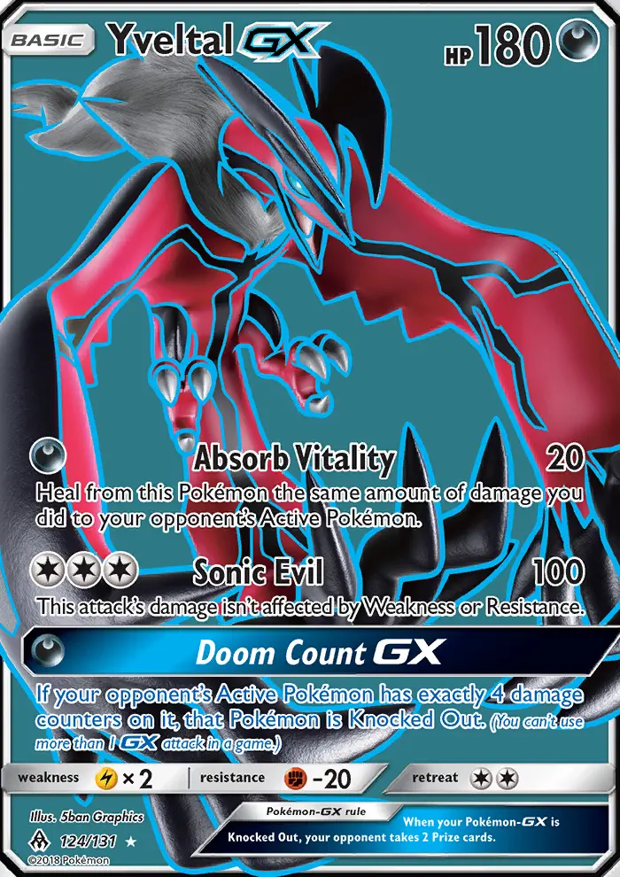 Yveltal GX Ultra Rare Pokemon card #124 from Forbidden Light