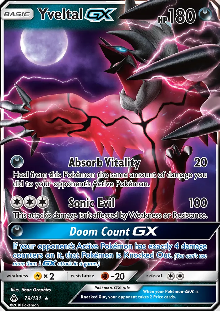 Yveltal GX Ultra Rare Pokemon card #79 from Forbidden Light