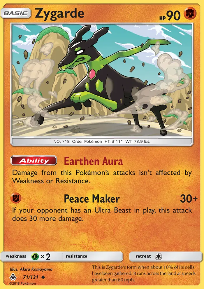 Zygarde Uncommon Pokemon card #71 from Forbidden Light
