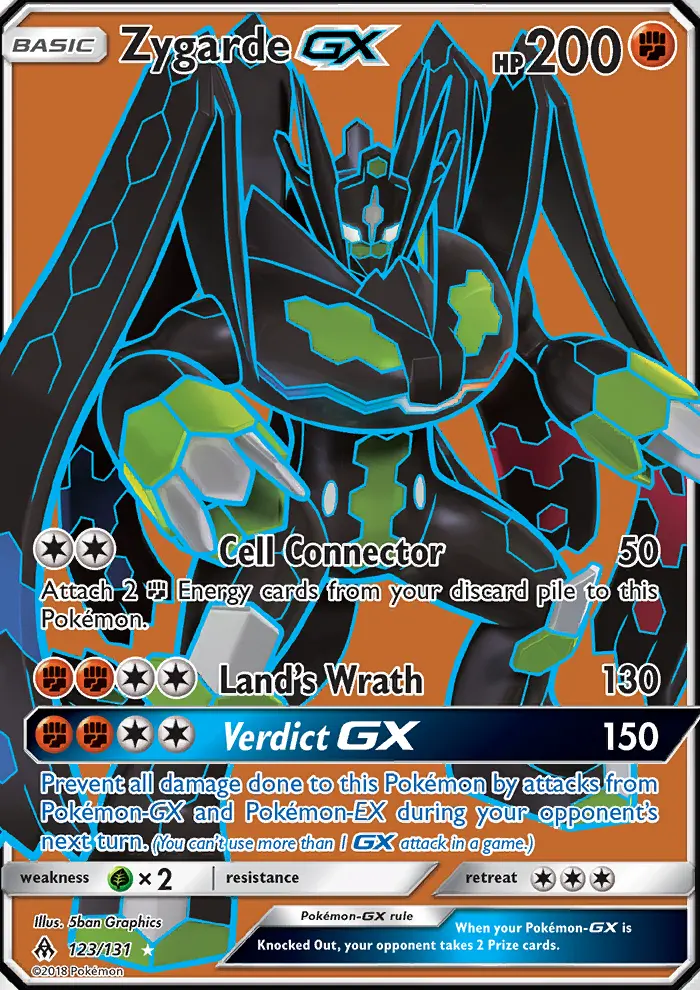 Zygarde GX Ultra Rare Pokemon card #123 from Forbidden Light