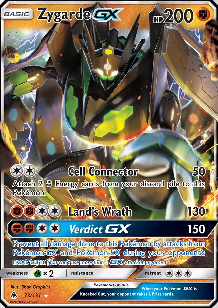 Zygarde GX Ultra Rare Pokemon card #73 from Forbidden Light
