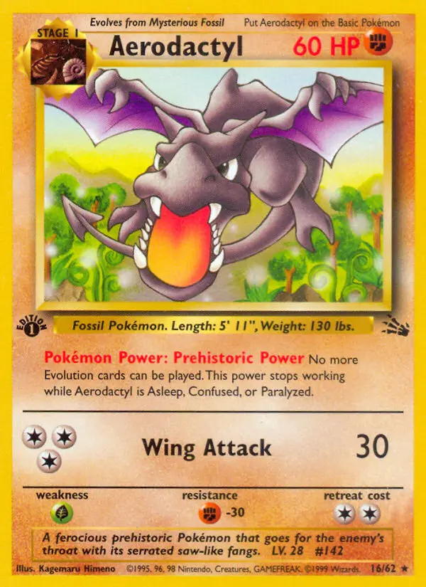 Aerodactyl Rare Pokemon card #16 from Fossil