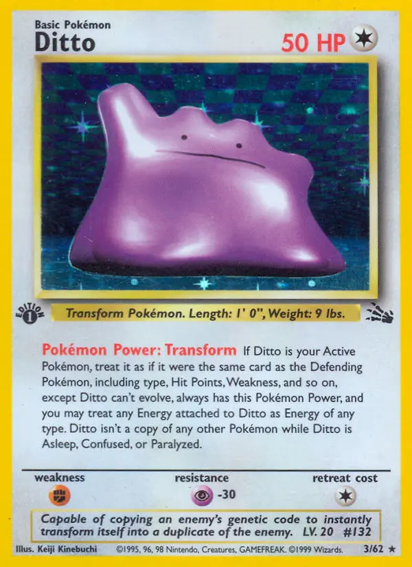 Ditto Rare Pokemon card #3 from Fossil