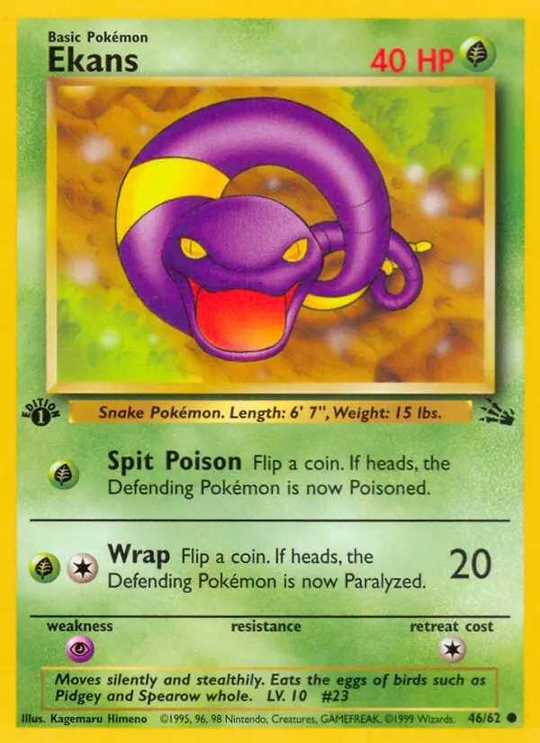 Ekans Common Pokemon card #46 from Fossil