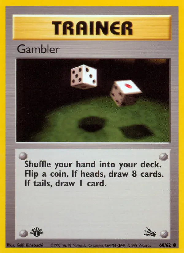 Gambler Common Pokemon card #60 from Fossil