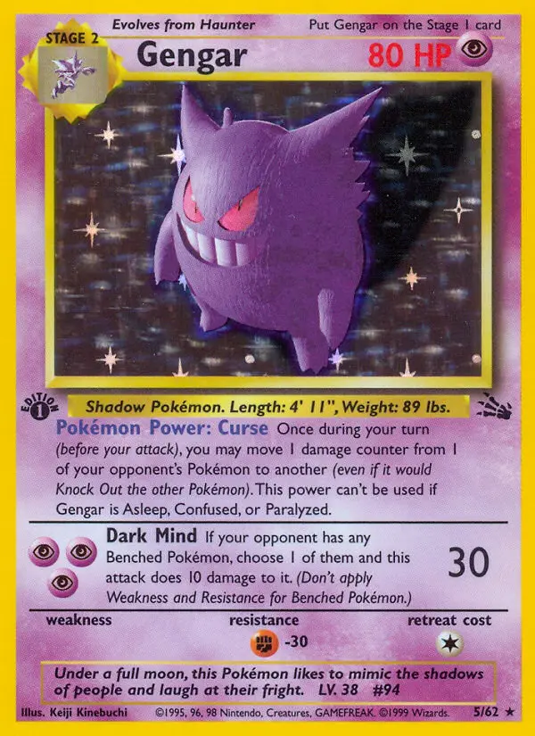 Gengar Rare Pokemon card #5 from Fossil