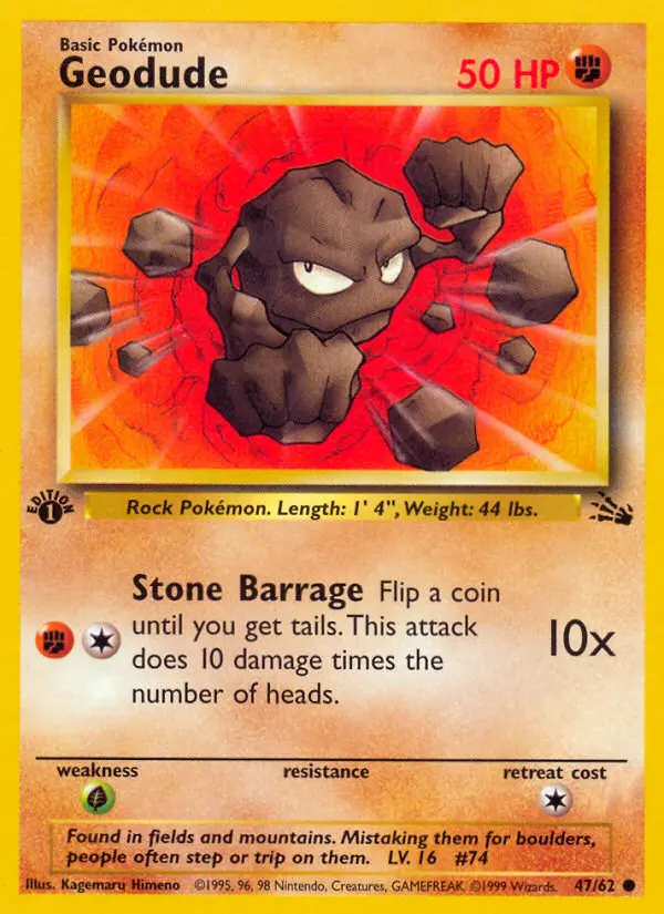 Geodude Common Pokemon card #47 from Fossil
