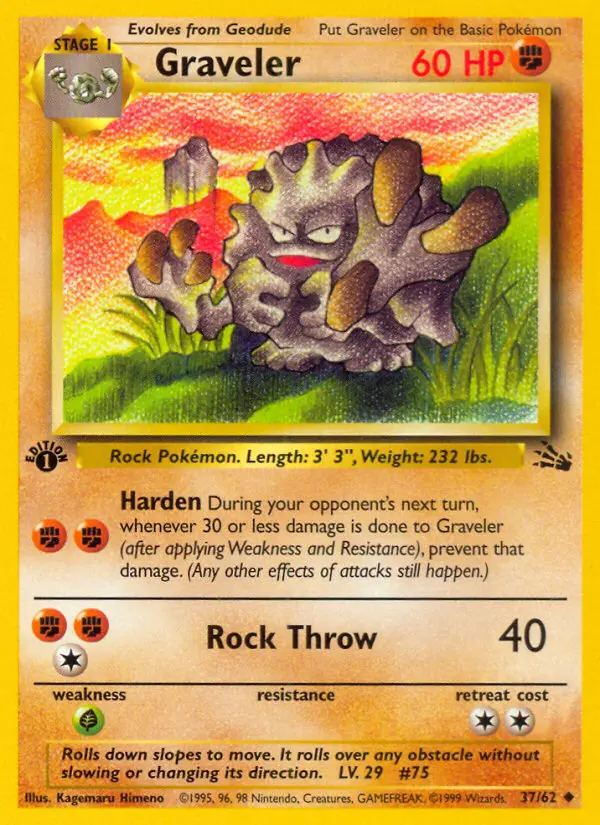 Graveler Uncommon Pokemon card #37 from Fossil