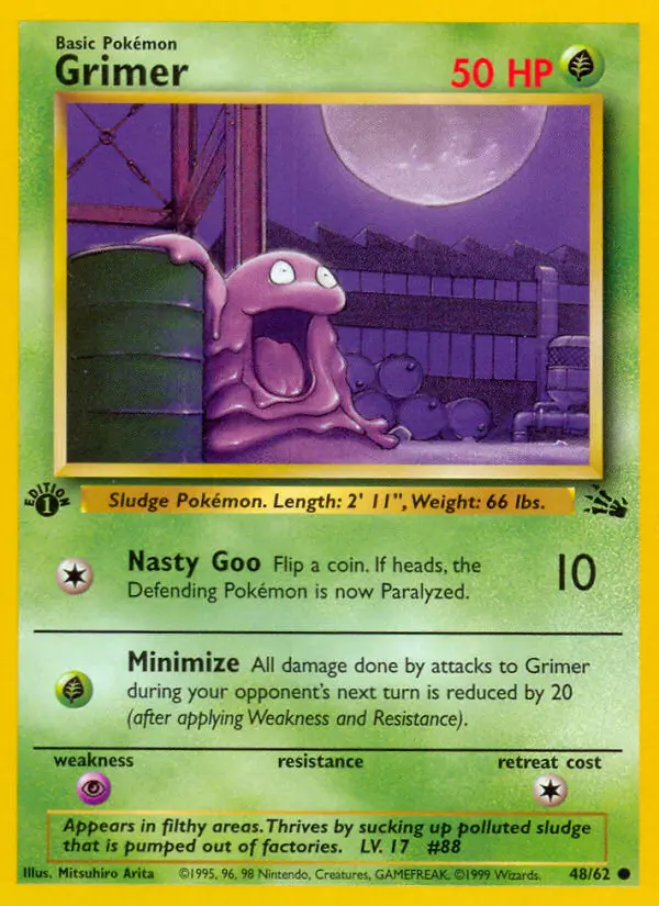 Grimer Common Pokemon card #48 from Fossil