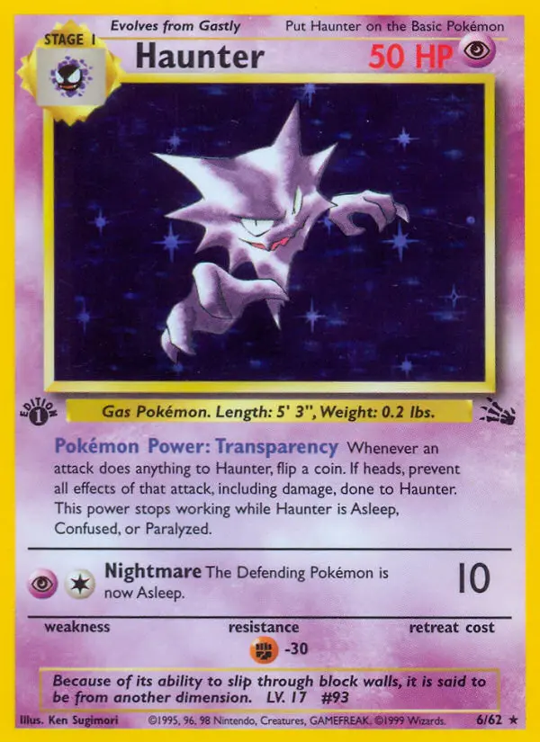 Haunter Rare Pokemon card #6 from Fossil
