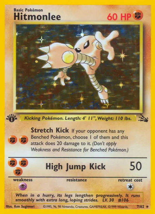 Hitmonlee Rare Pokemon card #7 from Fossil