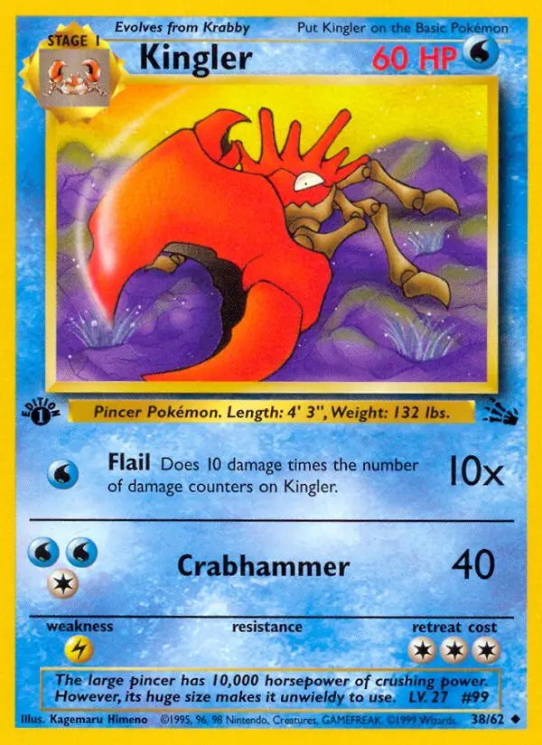 Kingler Uncommon Pokemon card #38 from Fossil