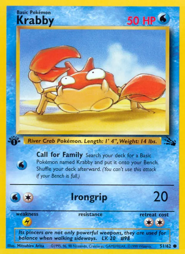 Krabby Common Pokemon card #51 from Fossil
