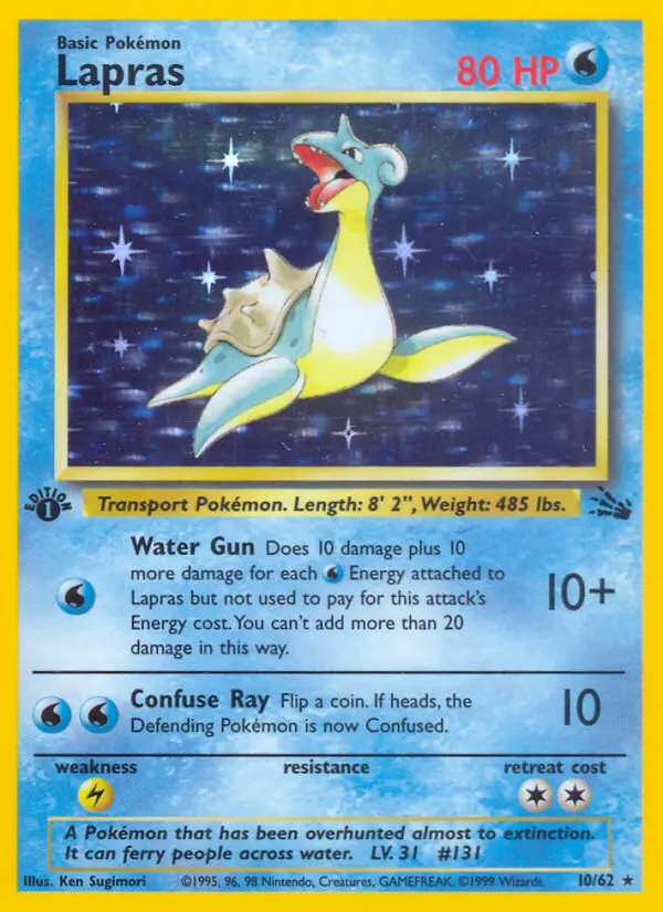 Lapras Rare Pokemon card #10 from Fossil