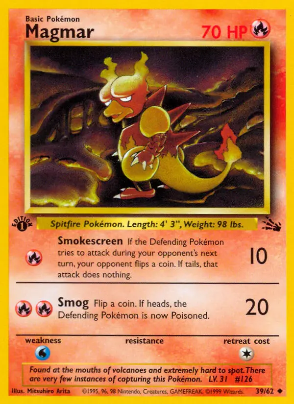 Magmar Uncommon Pokemon card #39 from Fossil