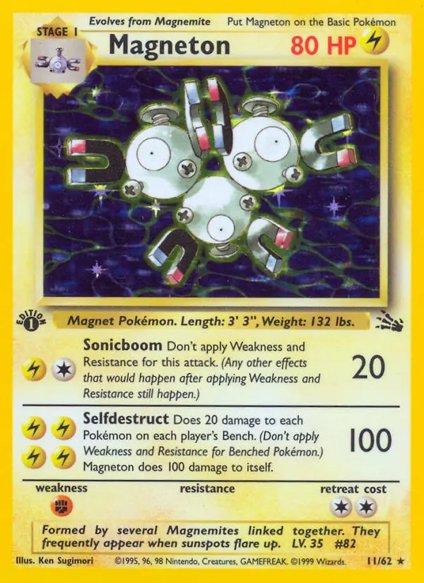 Magneton Rare Pokemon card #11 from Fossil