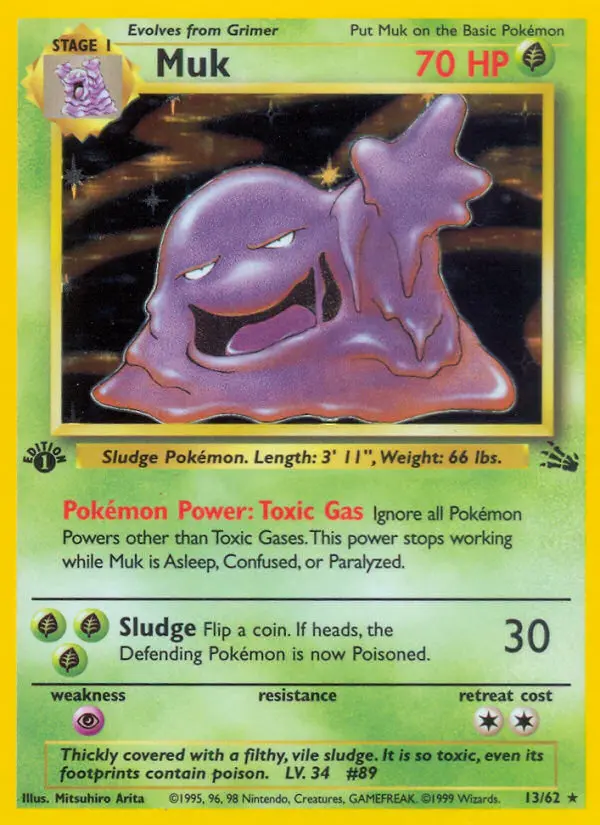 Muk Rare Pokemon card #13 from Fossil